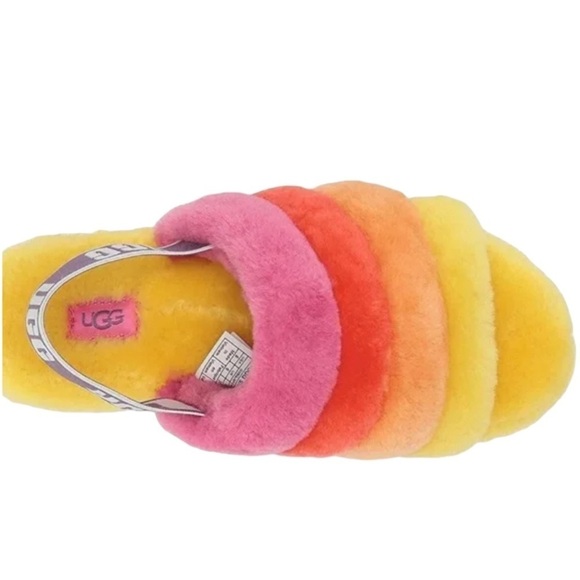 UGG Rainbow Women’s Fluff Yeah Slide Slipper Shoes - Picture 13 of 15